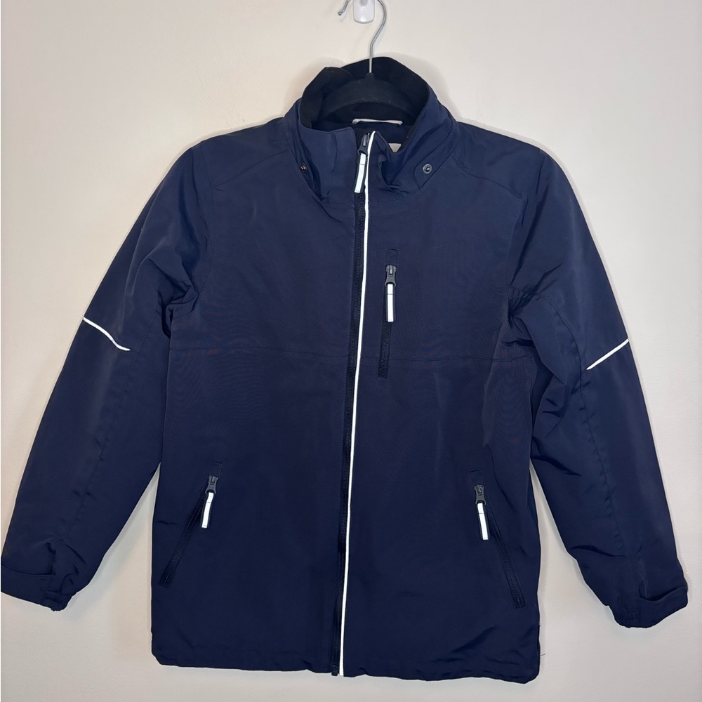 Kids Navy Blue Jacket outdoor coat with Reflecting stripes size 11-12 years